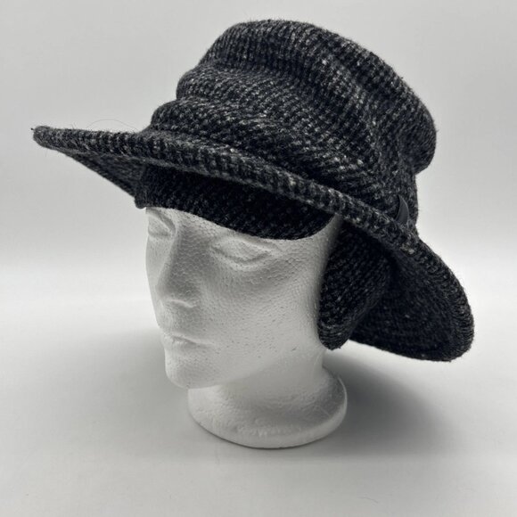 Tilley Winter Hat Tilley Endurables Wool Size 7 3/8 Tweed Charcoal Ear Flaps - Picture 2 of 8